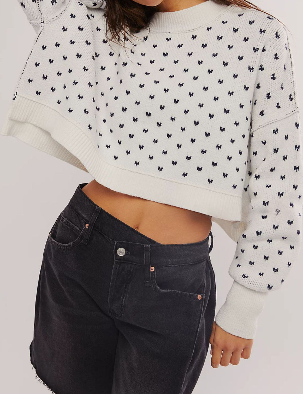 Ladies Valentine Heart Knit Color Block Sweater SKT41170