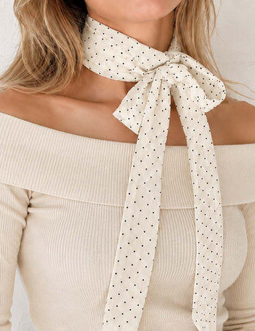 Ladies Polka Dot Skinny Neck Scarf