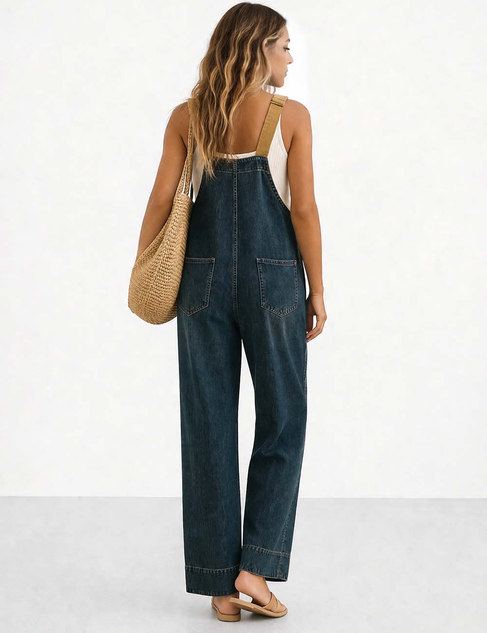 Ladies Denim Overall Color Block Everyday Jumpsuit