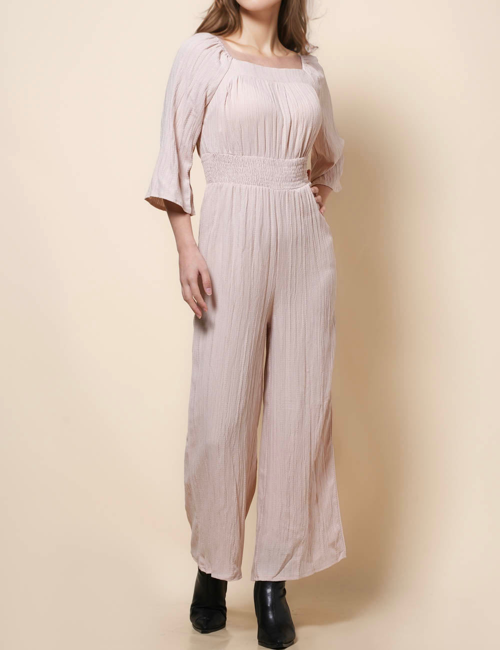 Ladies Square Collar Long Sleeves Wide Leg Romper SKJ41280