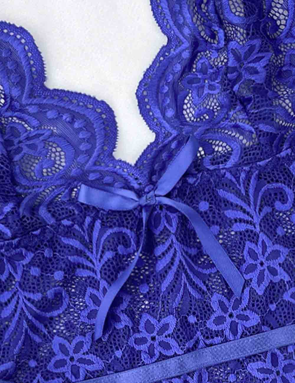 Ladies Floral Embroidery Hollow Out Chemise Set 8HF4344