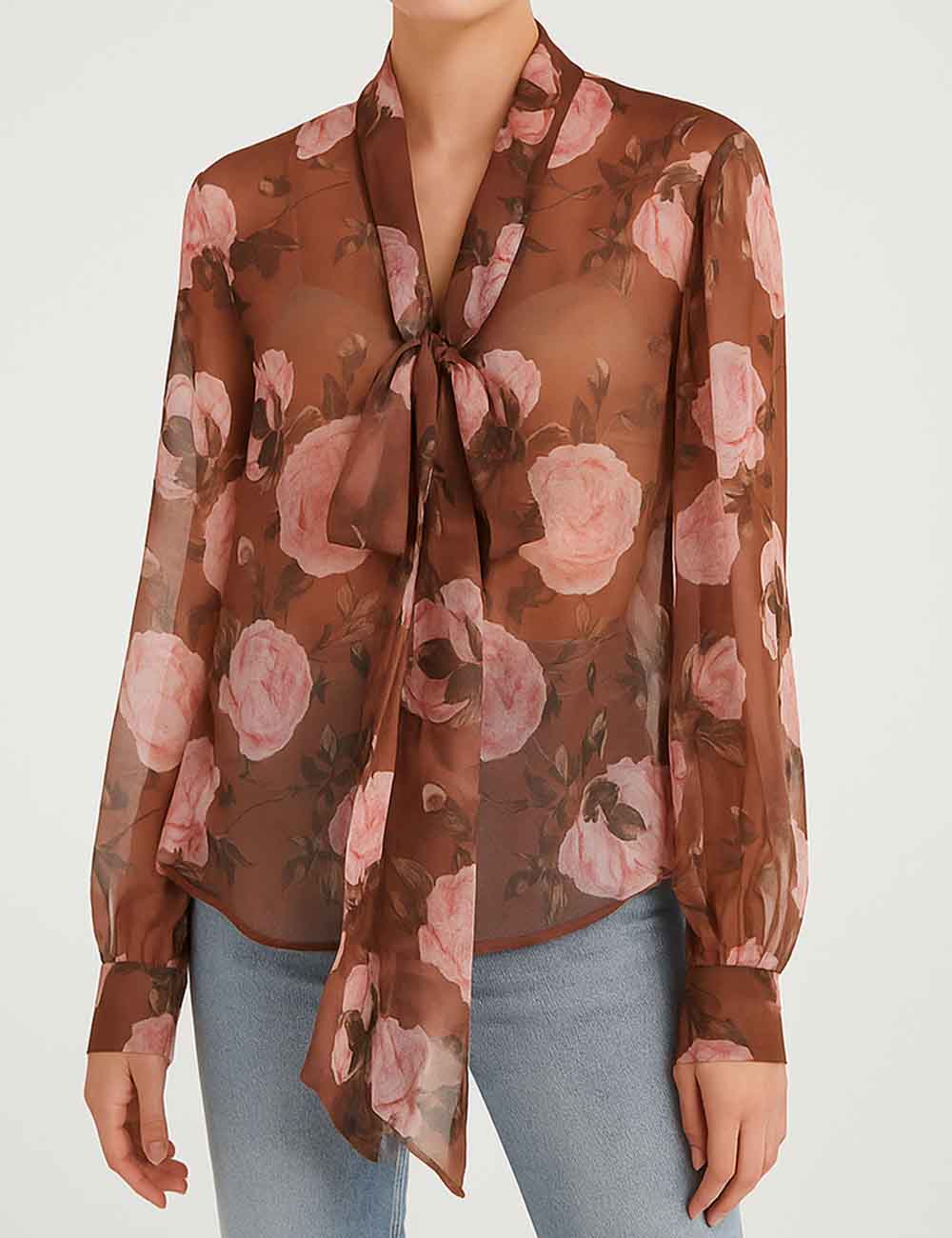 Ladies Floral Print Blouse Neck Strap Top