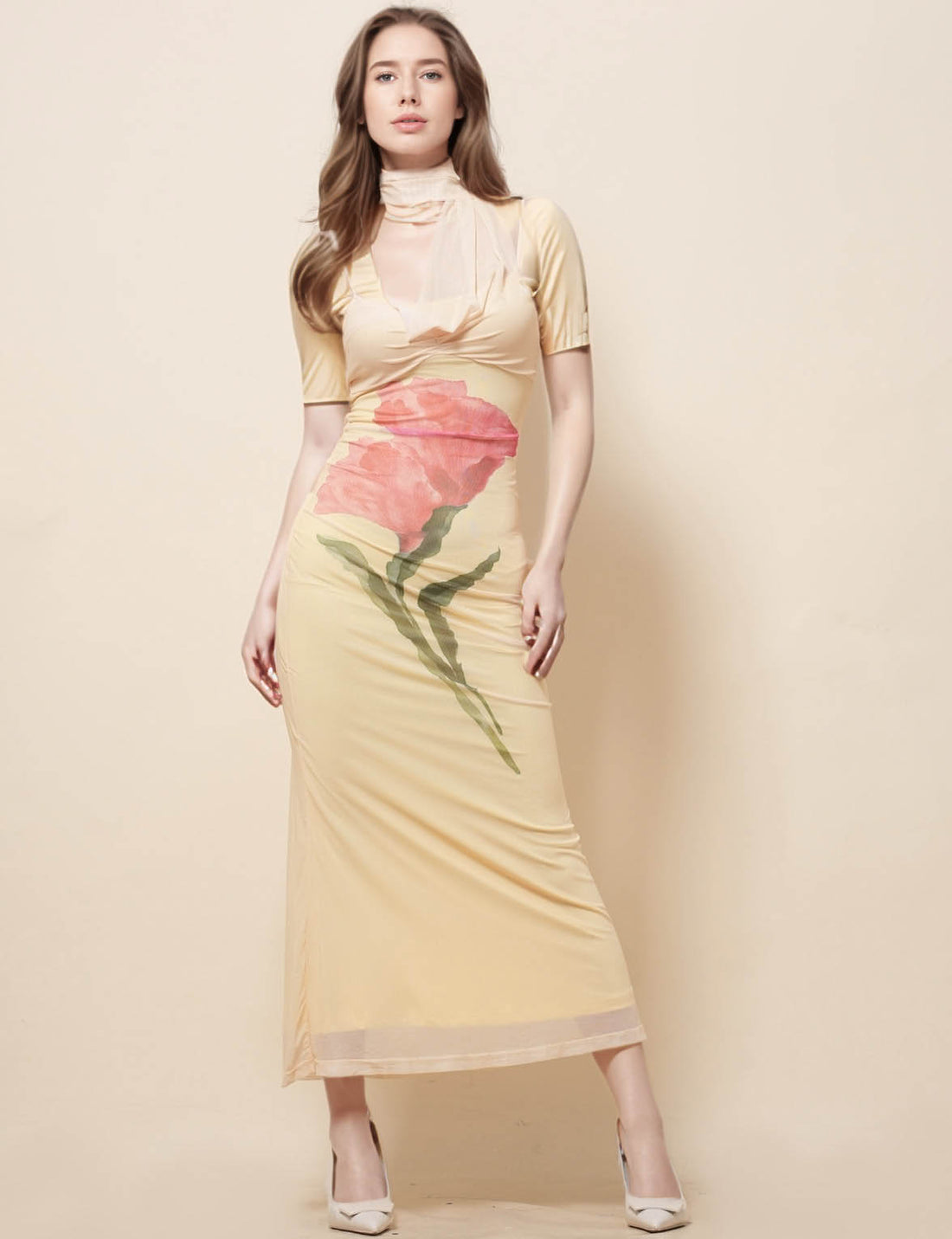Ladies Halter Sleeveless Floral Print Maxi Dress SKD51219