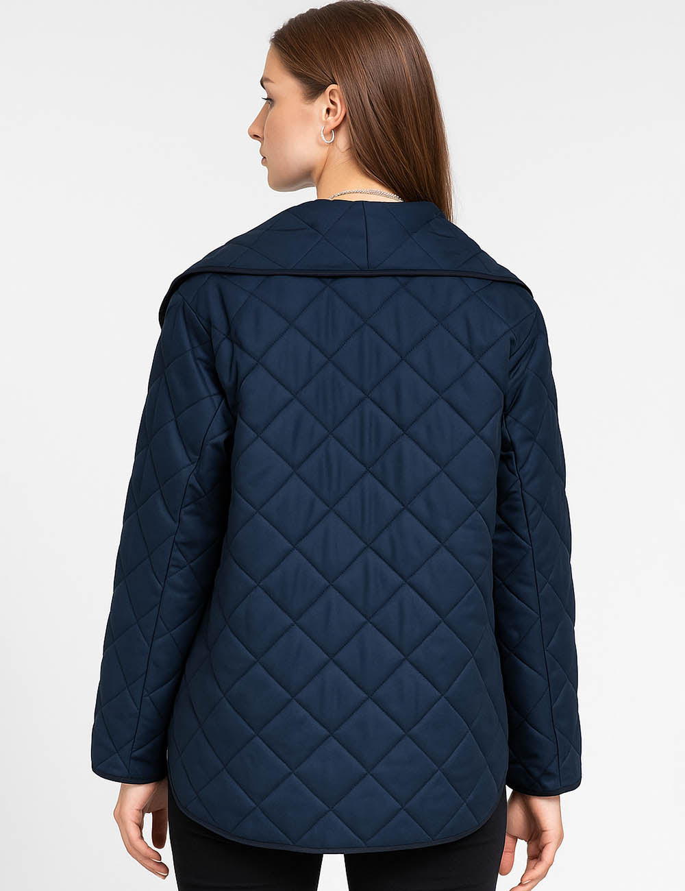 Ladies Quilted Shawl Collar Wrap Tie Cotton Padded Jacket