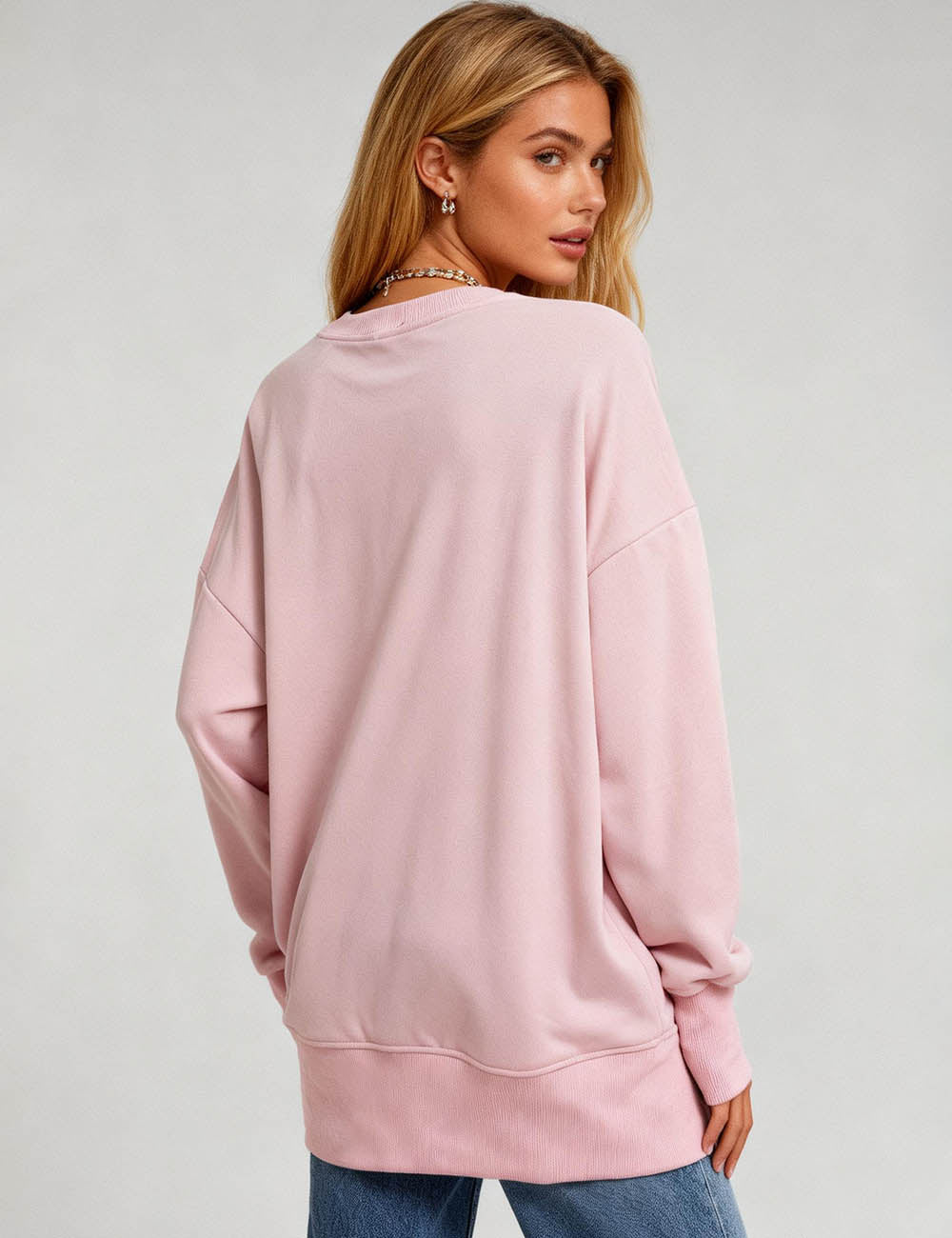 Ladies Shiny Sequin Kiss Pattern Round Neck Sweatshirt