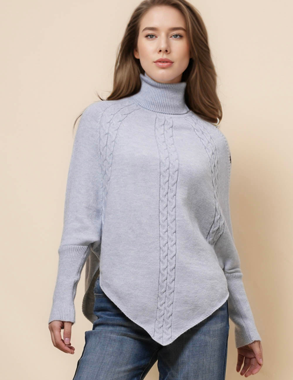 Ladies Solid Color Inregular Hem Sweater SKT41161