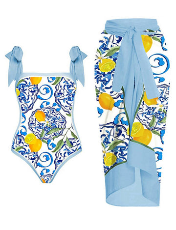 Plus Size Lemon Swimwear with Cover SKSW40147