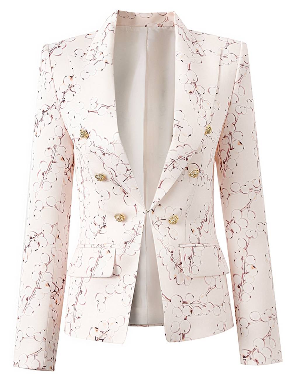 Ladies V-Neck Long Sleeves Print Blazer SKT51095