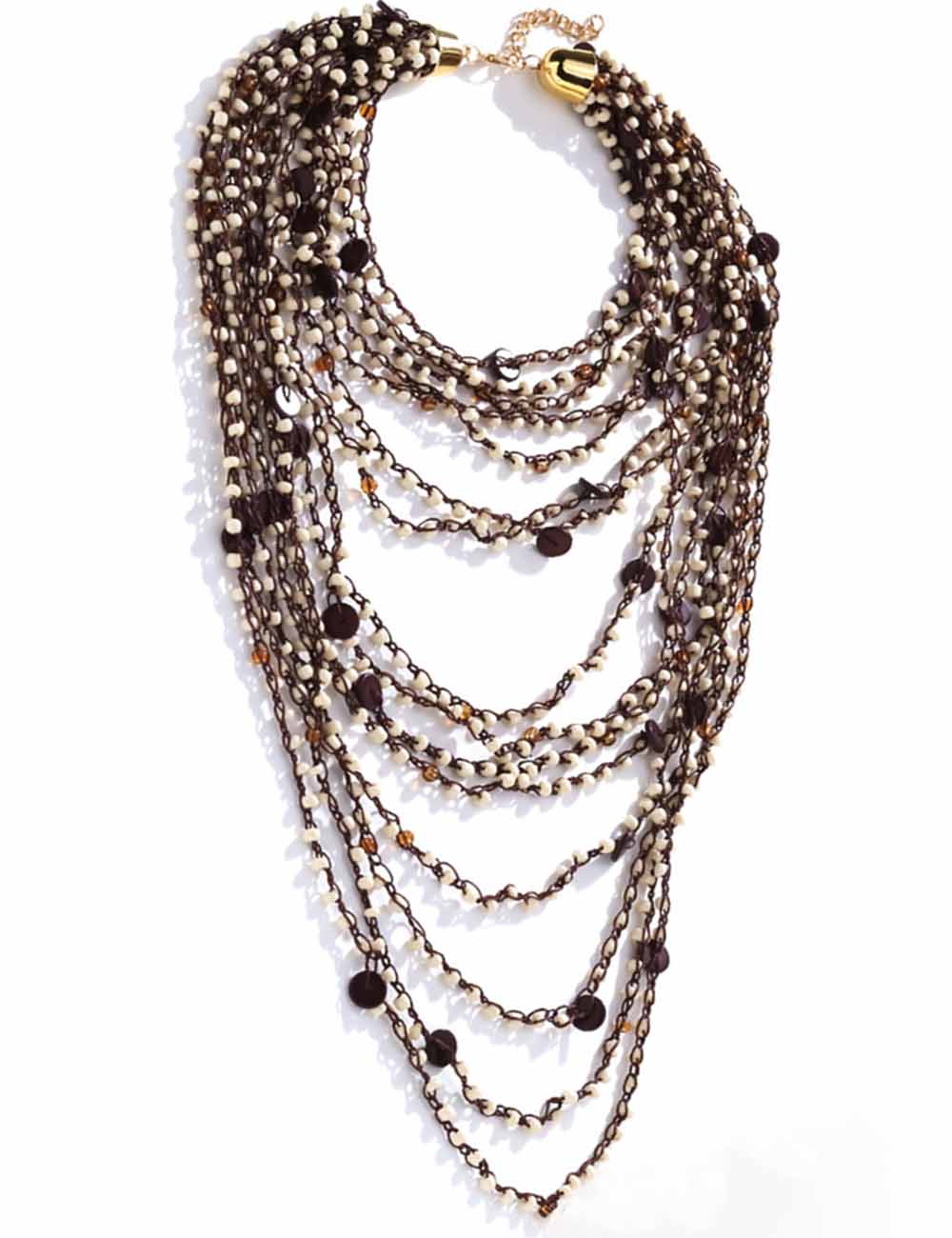 Ladies Multi Layer Woven Bead Choker Necklace