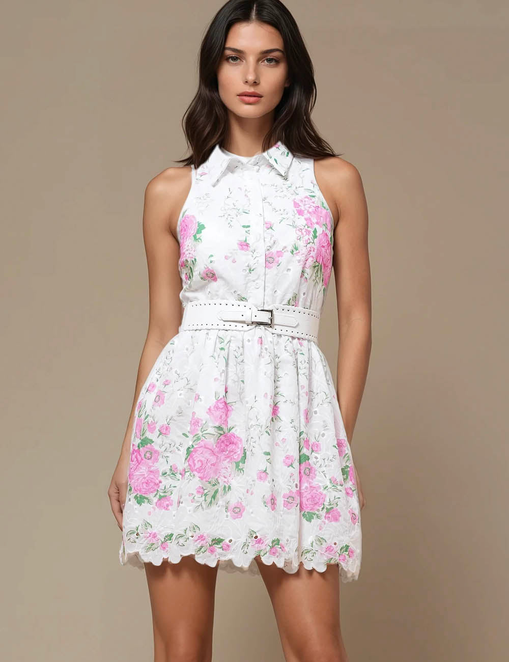 Ladies Sleeveless Floral Print Mini Dress SKD51180