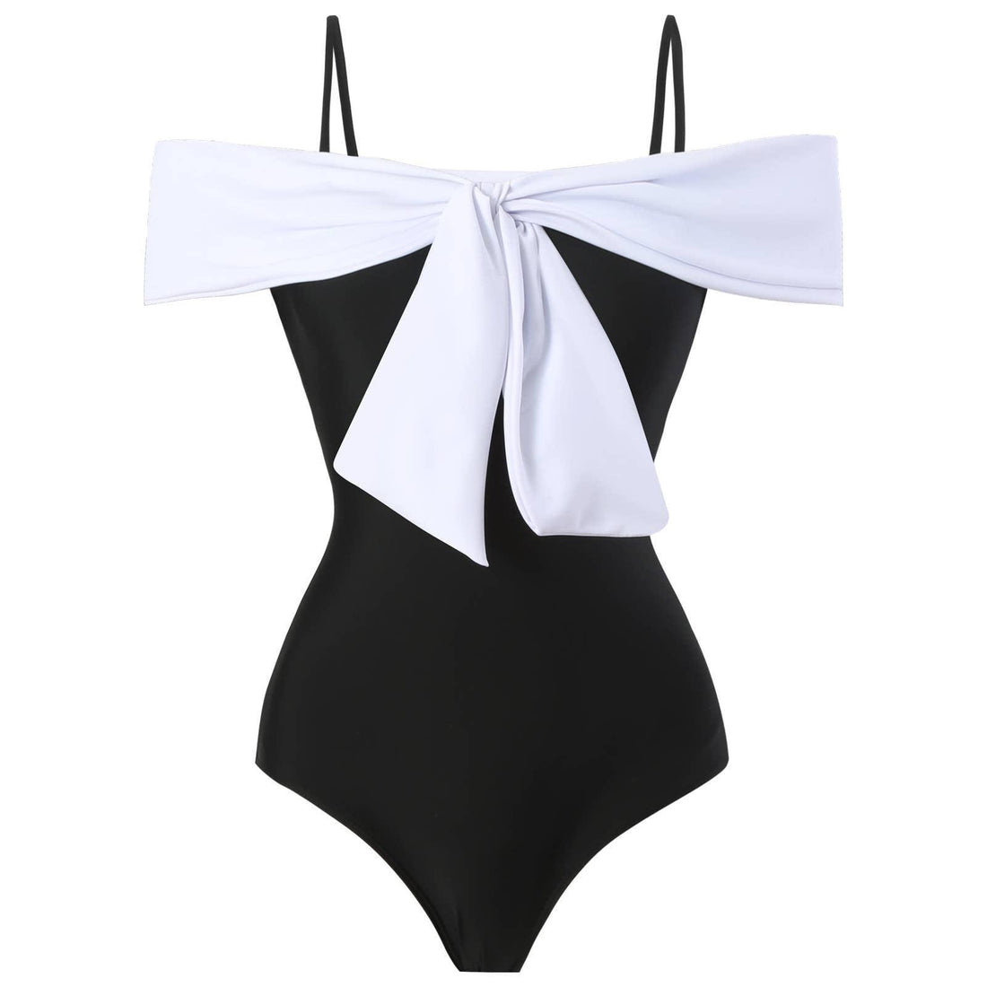 2 PCS Color Block Bow One Piece Swimwear with Cover Up Y123 - SWEETKAMA