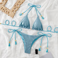 2-Piece Shining Fabric Bikini Swimsuit 1043 - SWEETKAMA