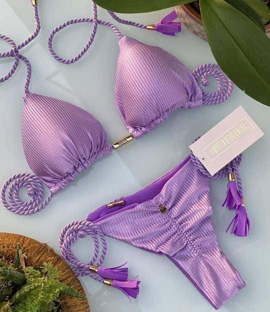 2-Piece Shining Fabric Bikini Swimsuit 1043 - SWEETKAMA