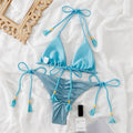 2-Piece Shining Fabric Bikini Swimsuit 1043 - SWEETKAMA