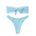 2 Piece Solid Color Back Tie Swimsuit 8812 - SWEETKAMA