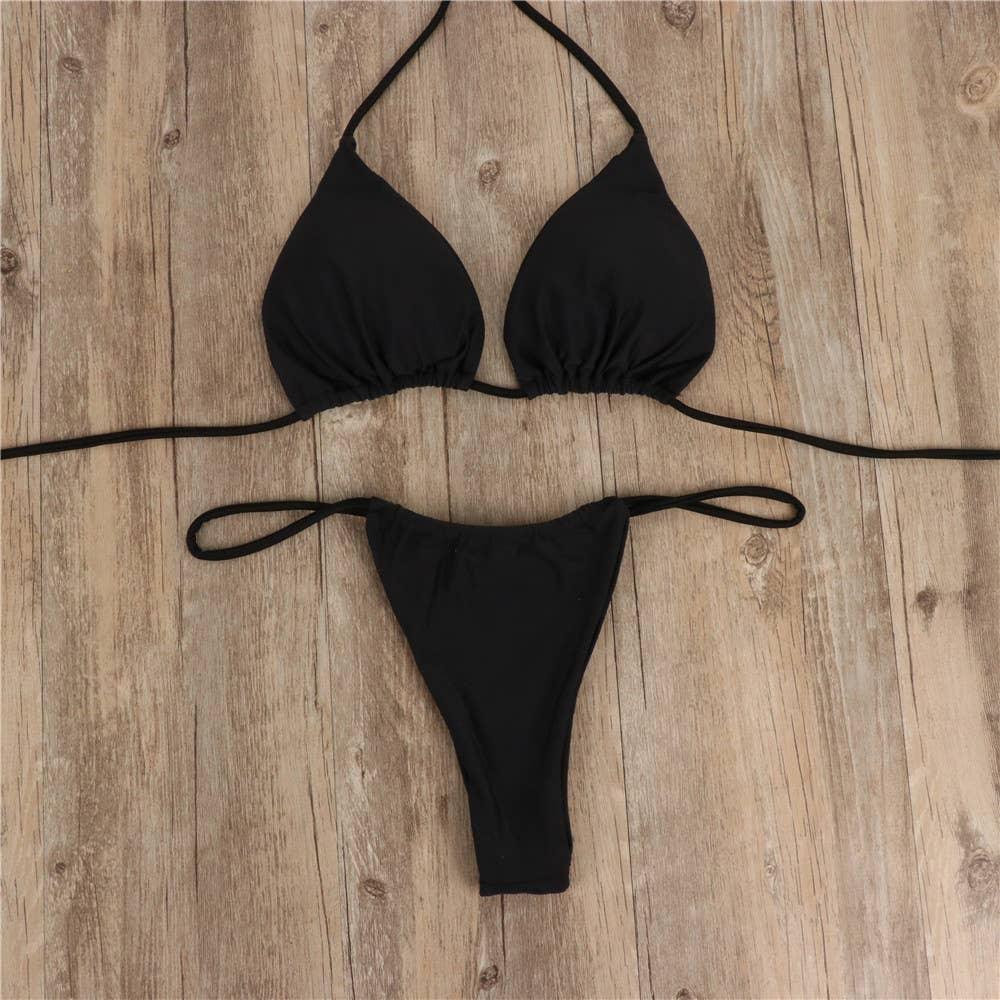 2-Piece Solid Color Bikini Swimsuit 1296 - SWEETKAMA