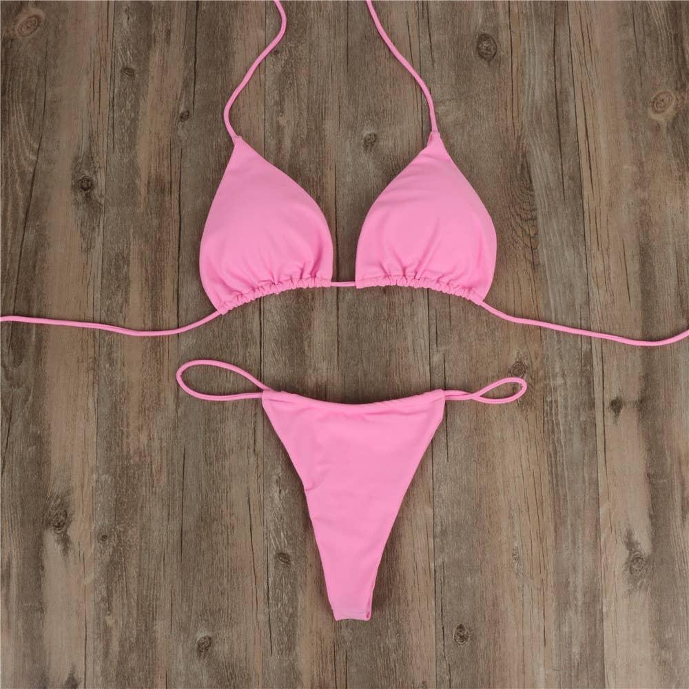 2-Piece Solid Color Bikini Swimsuit 1296 - SWEETKAMA
