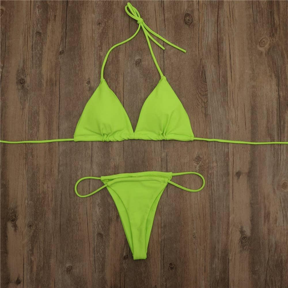 2-Piece Solid Color Bikini Swimsuit 1296 - SWEETKAMA