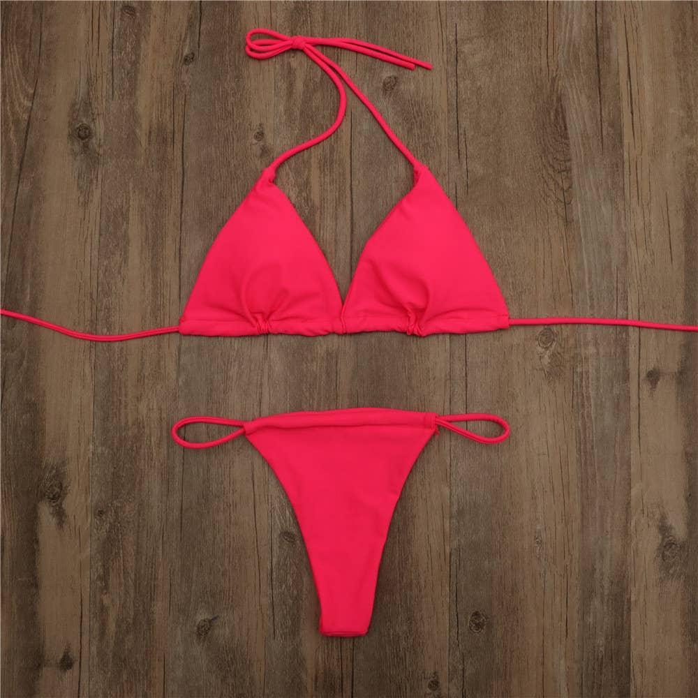 2-Piece Solid Color Bikini Swimsuit 1296 - SWEETKAMA