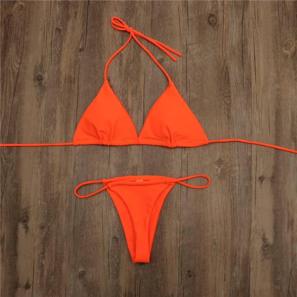 2-Piece Solid Color Bikini Swimsuit 1296 - SWEETKAMA