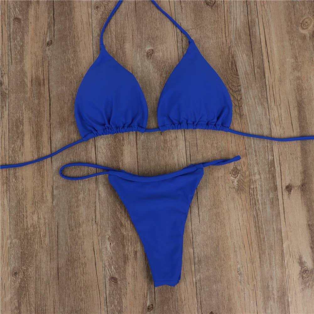 2-Piece Solid Color Bikini Swimsuit 1296 - SWEETKAMA