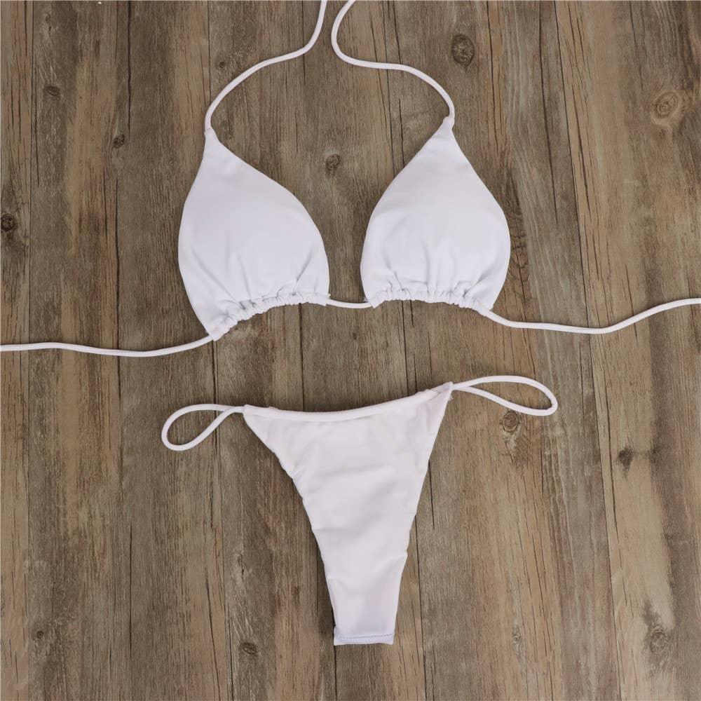 2-Piece Solid Color Bikini Swimsuit 1296 - SWEETKAMA