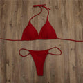 2-Piece Solid Color Bikini Swimsuit 1296 - SWEETKAMA