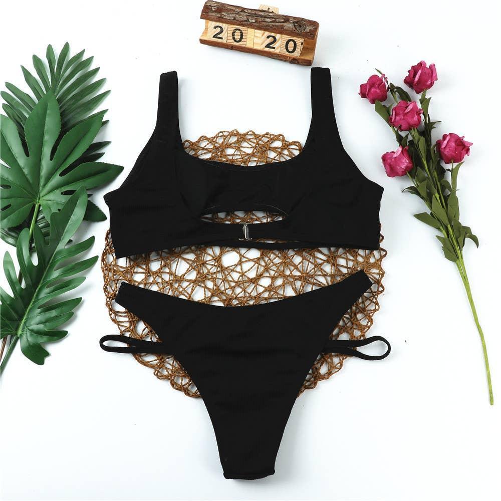 2-Piece Solid Color Bikini Swimsuit qy2027 - SWEETKAMA