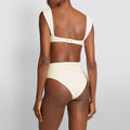 2 Piece Solid Color Flower Swimsuit Bikini Set 6649 - SWEETKAMA