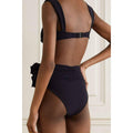 2 Piece Solid Color Flower Swimsuit Bikini Set 6649 - SWEETKAMA
