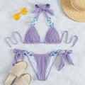 2 Piece Solid Color with Ring Bikini Swimsuit 498 - SWEETKAMA