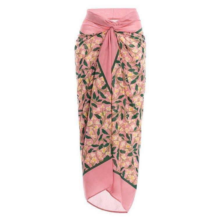 2 Shoulder Floral Print One Piece Swimwear with Cover Up Y129 - SWEETKAMA