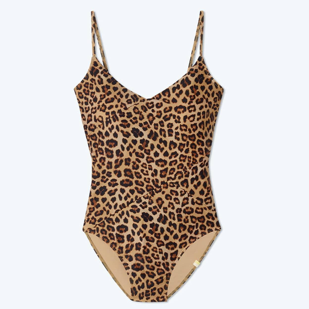 2 Shoulder Leopard Print One Piece Bikini Swimsuit FKSW2301G - SWEETKAMA