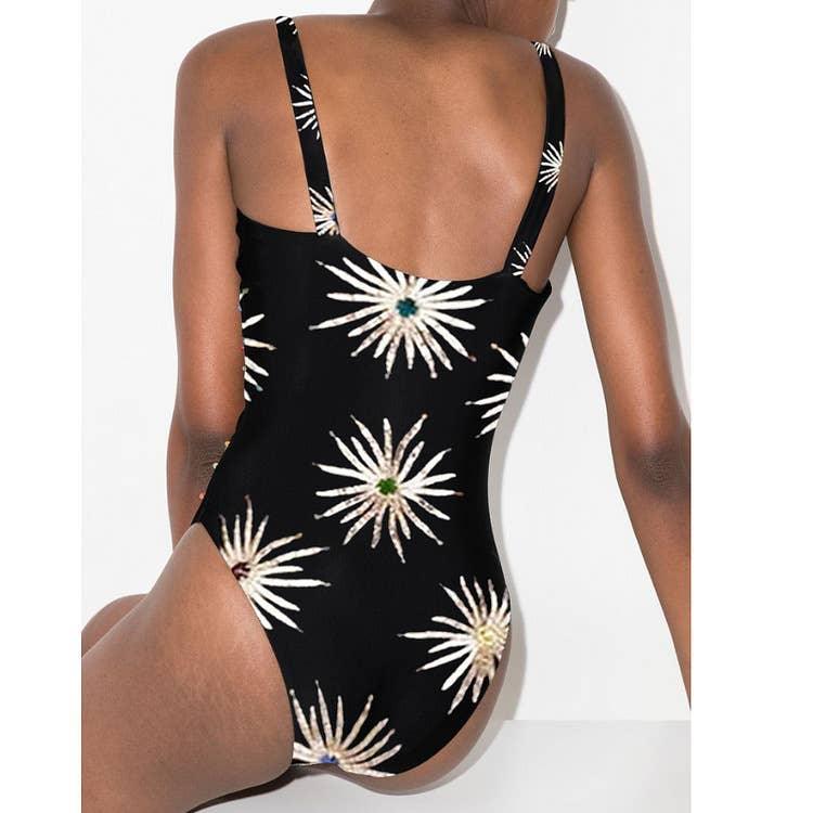 2 Shoulder One Piece Swimwear with Cover Up 2629 - SWEETKAMA