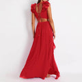 2 Shoulder Solid Color One Piece Swimwear with Cover Up 16008 - SWEETKAMA