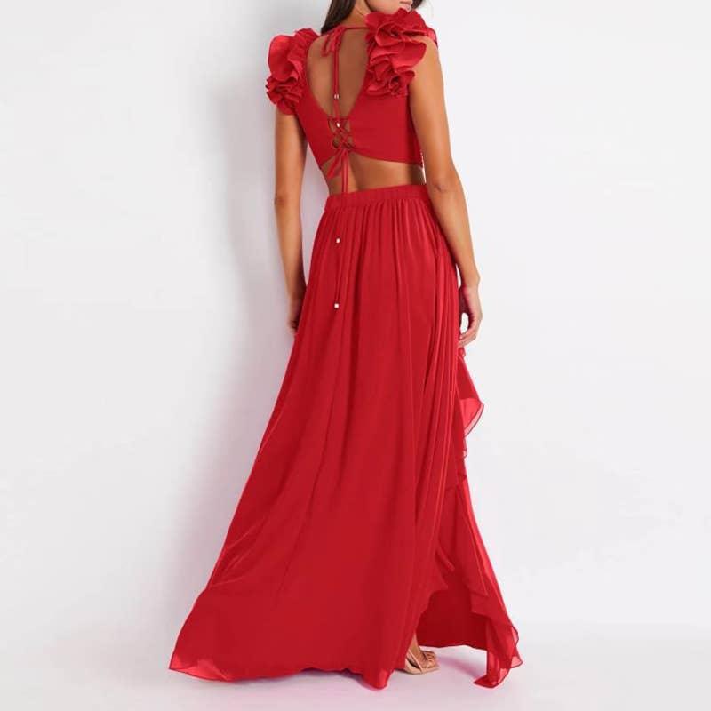2 Shoulder Solid Color One Piece Swimwear with Cover Up 16008 - SWEETKAMA