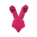 2 Shoulder Solid Color One Piece Swimwear with Cover Up 16008 - SWEETKAMA