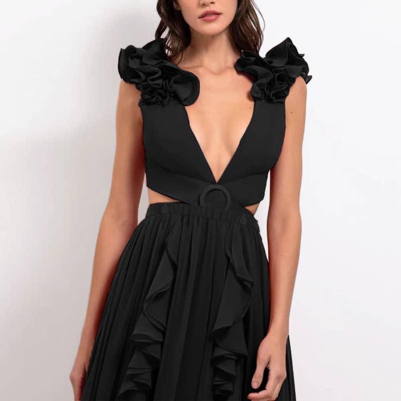 2 Shoulder Solid Color One Piece Swimwear with Cover Up 16008 - SWEETKAMA