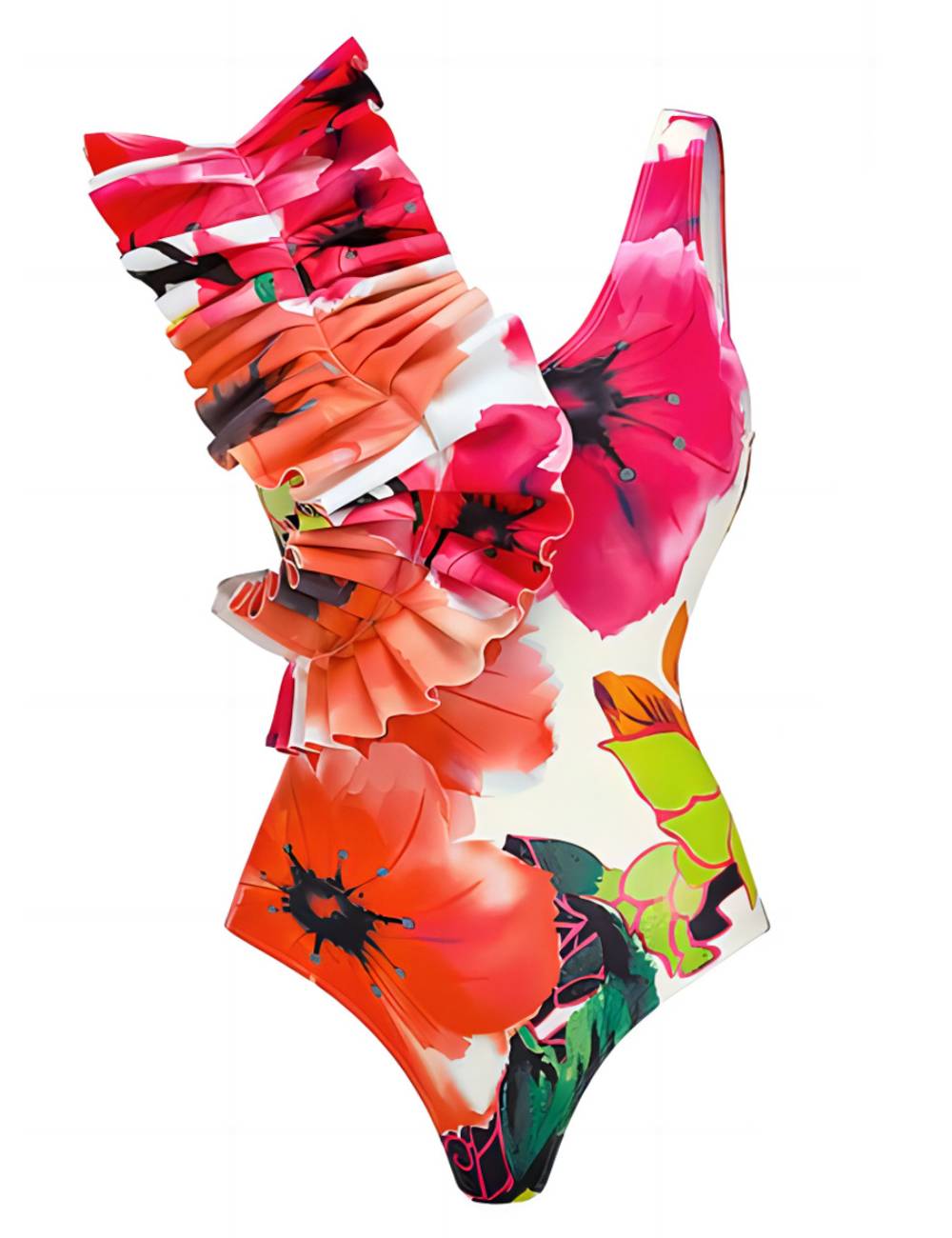Ladies Ruffle Floral One Piece Swimwear with Salong SKSW40216