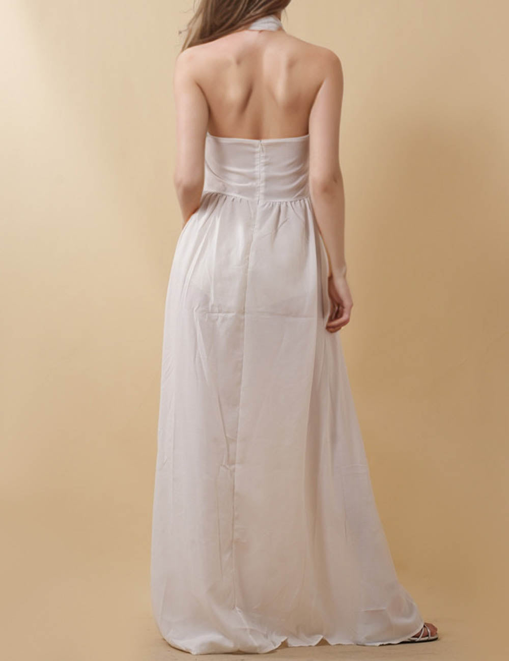Ladies Solid Color Halter Square Neck Maxi Dress
