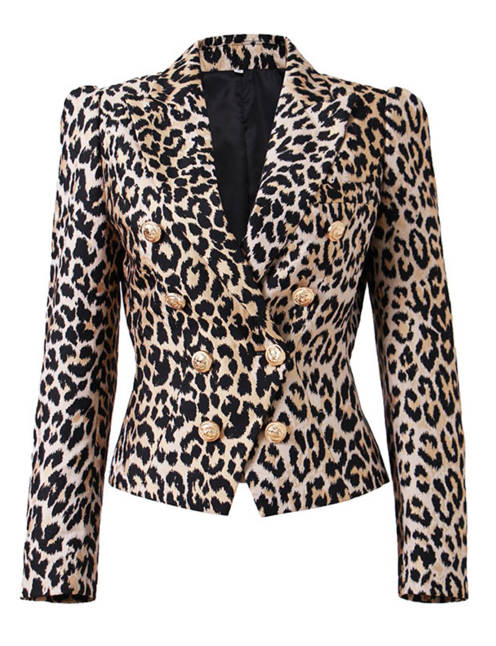 Women Leopard V-Neck Button Blazer SKT51022