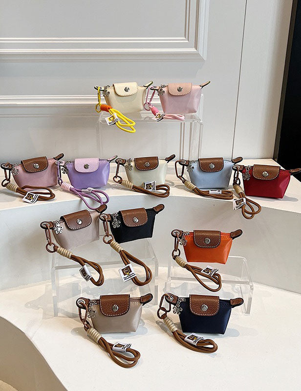 Ladies Color Block Flap Mini Wallet Bag with Key Chain