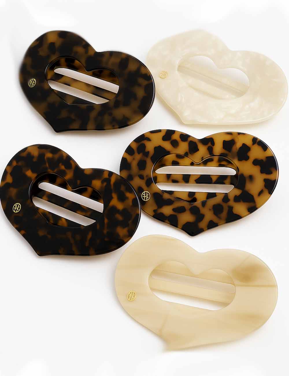 Ladies Simple Tortoiseshell Heart Flat Hair Clip