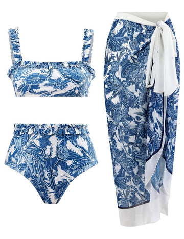 Dragonfly Print Bikini Set with Cover SKSW40123