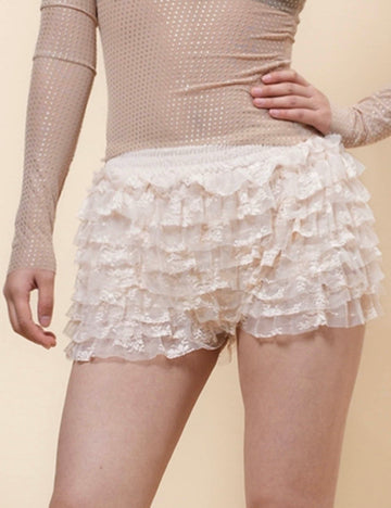 Ladies Ruffle Layered Low Waist Lace Shorts SKS4998