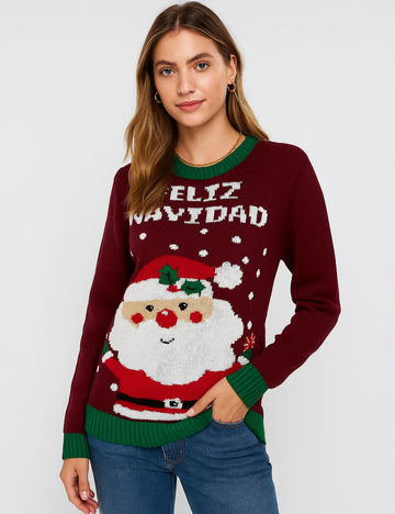 Ladies Christmas 2025 Santa Claus Holiday Sweater
