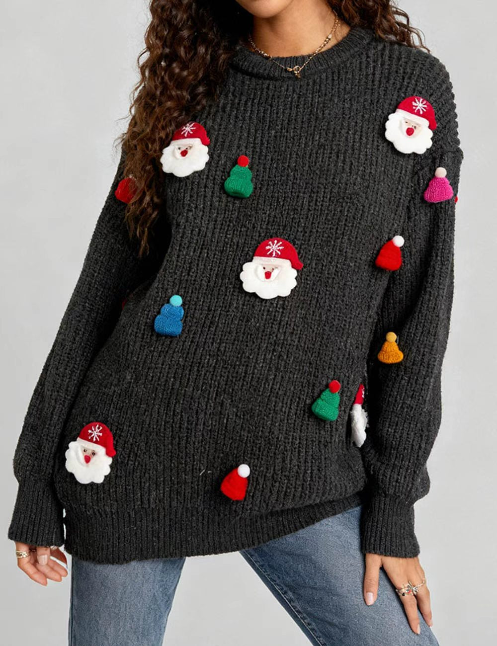 Ladies Celebrate Christmas Santa Claus Oullover Sweater SKT4954