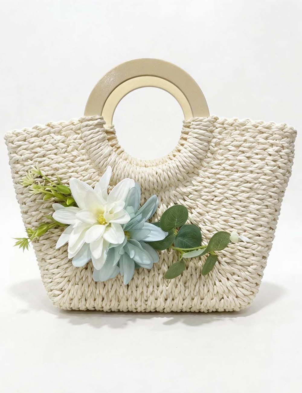 Straw Floral Tote Bag - Sweetkama Wholesale - #8055