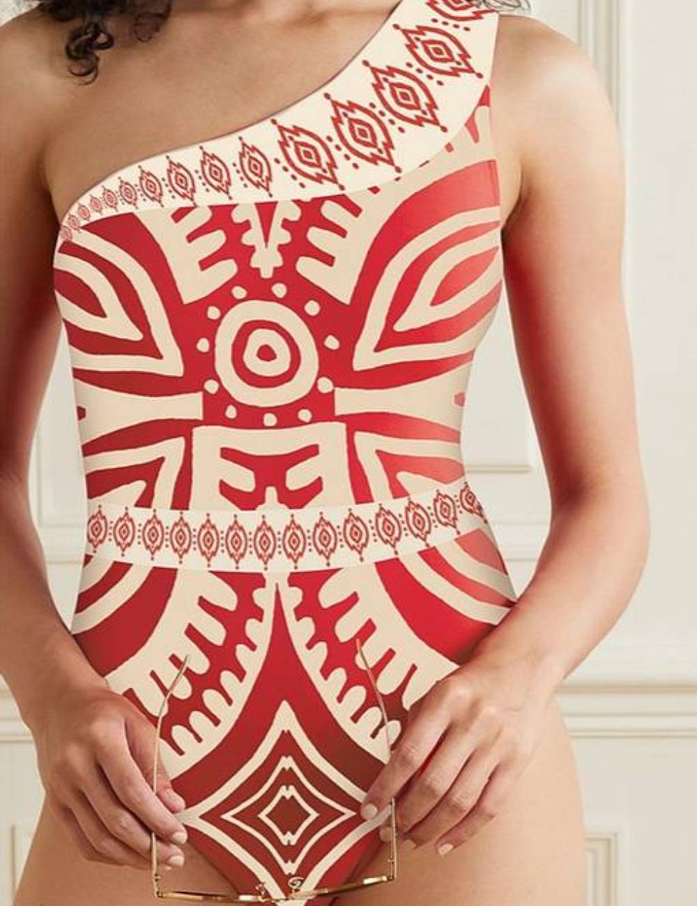One Shoulder Totem Swimwear with Cover SKSW40159