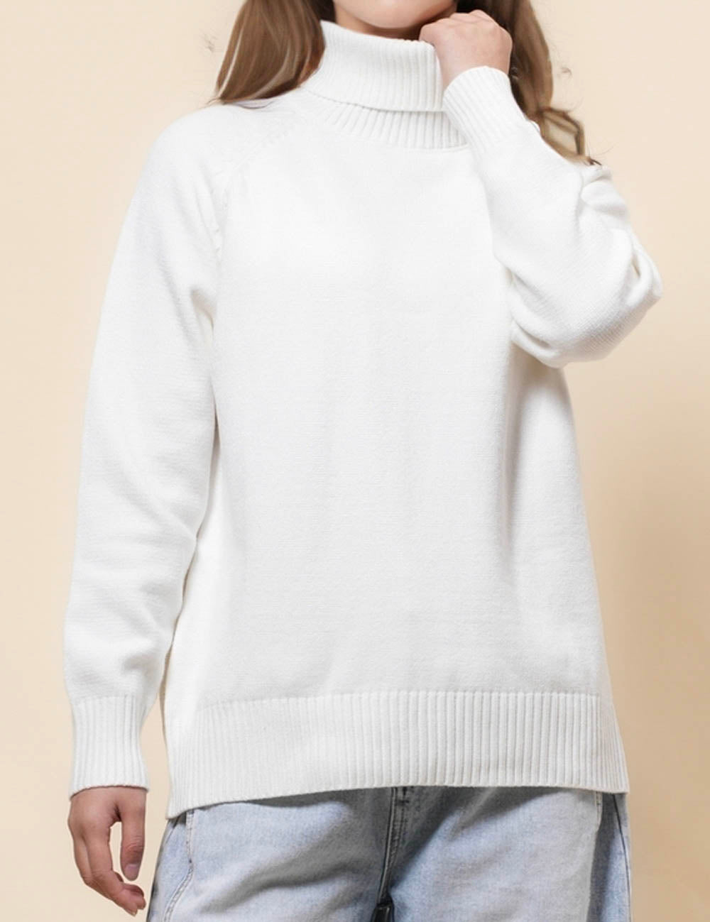 Ladies High Neck Everyday Sweater Pullover SKT41095